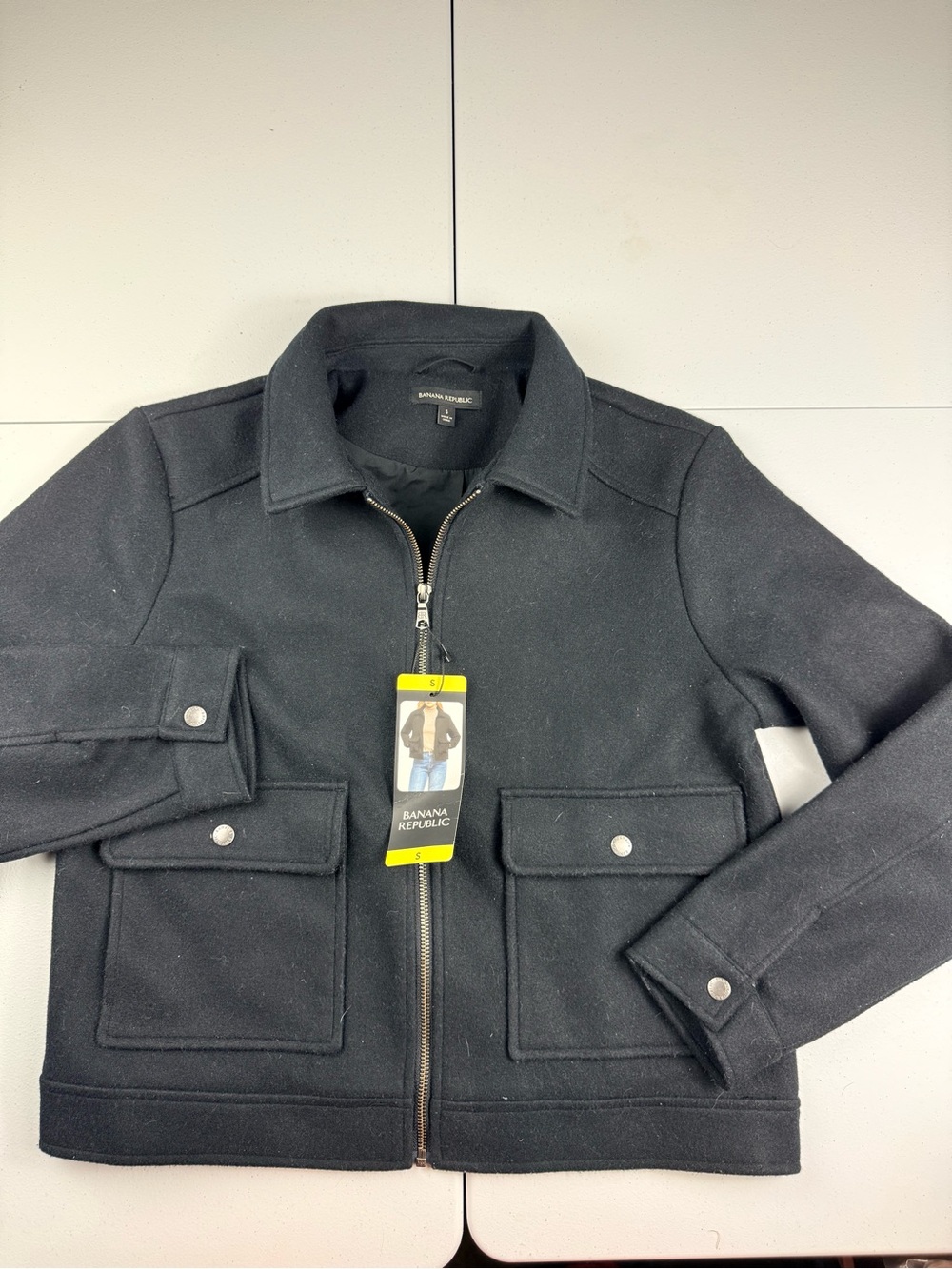 Banana Republic Black Wool Blend Zip Jacket